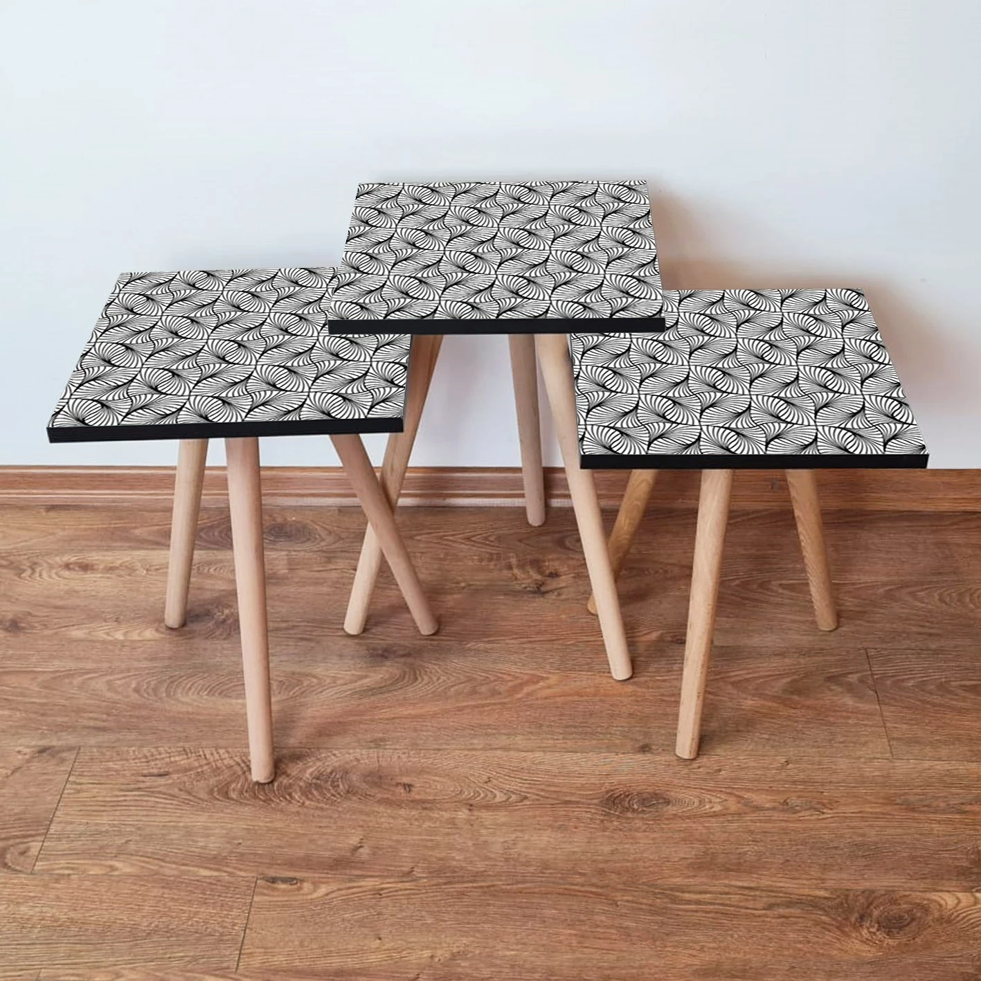 Set tavolinash ndihmëse (3 copë), Skye Decor, 3Shp222, e bardhë/zezë
