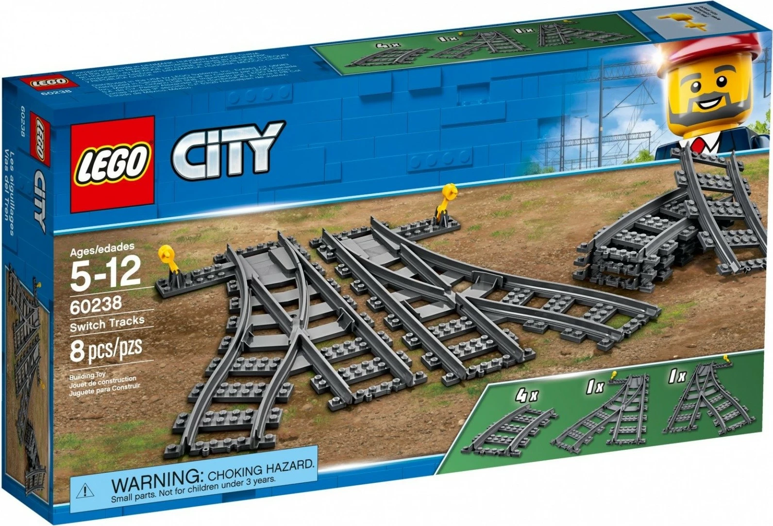 Set lodrash LEGO City 60238, 8 pjesë, shina treni, gri