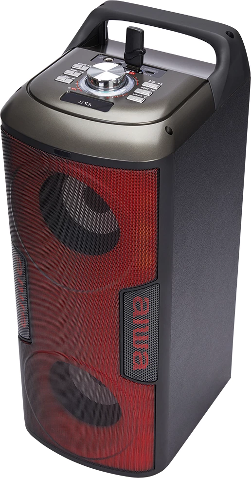 Altoparlant portativ Bluetooth Aiwa KBTUS-100, 16 W RMS HyperBass, TWS, RGB, karaoke, set me mikrofon e telekomandë, i zi