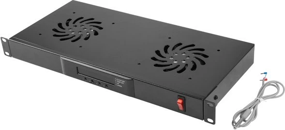 Panel ventilimi horizontal me LCD Lanberg AK-1502-B, 1U, për kabinet 19", 2 ventilatorë, i zi