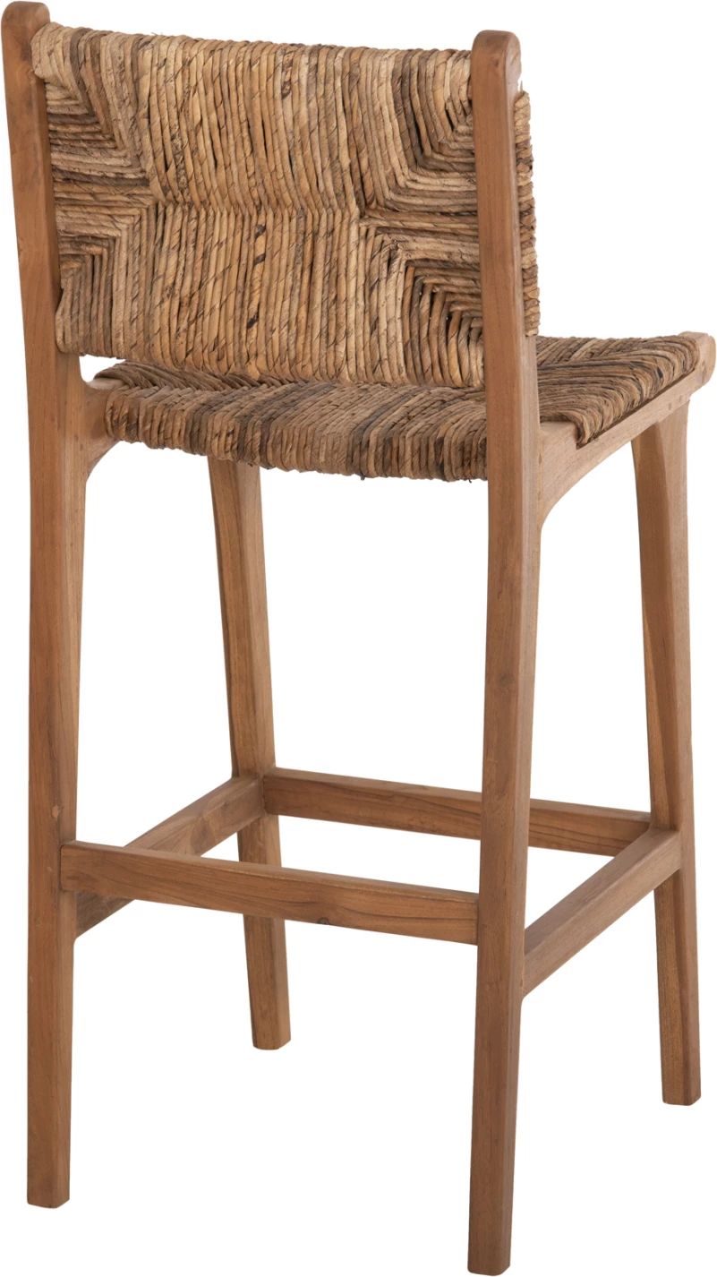 Karrige për bar WALTER FH9841 dru teak natyral-rush matt 46x55x105Hcm.