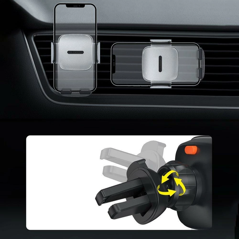 Mbajtës celulari për veturë Baseus Easy Control Clamp SUYK000-001 4.7-6.7\" montim në grilë ventilimi 87 mm, i zi