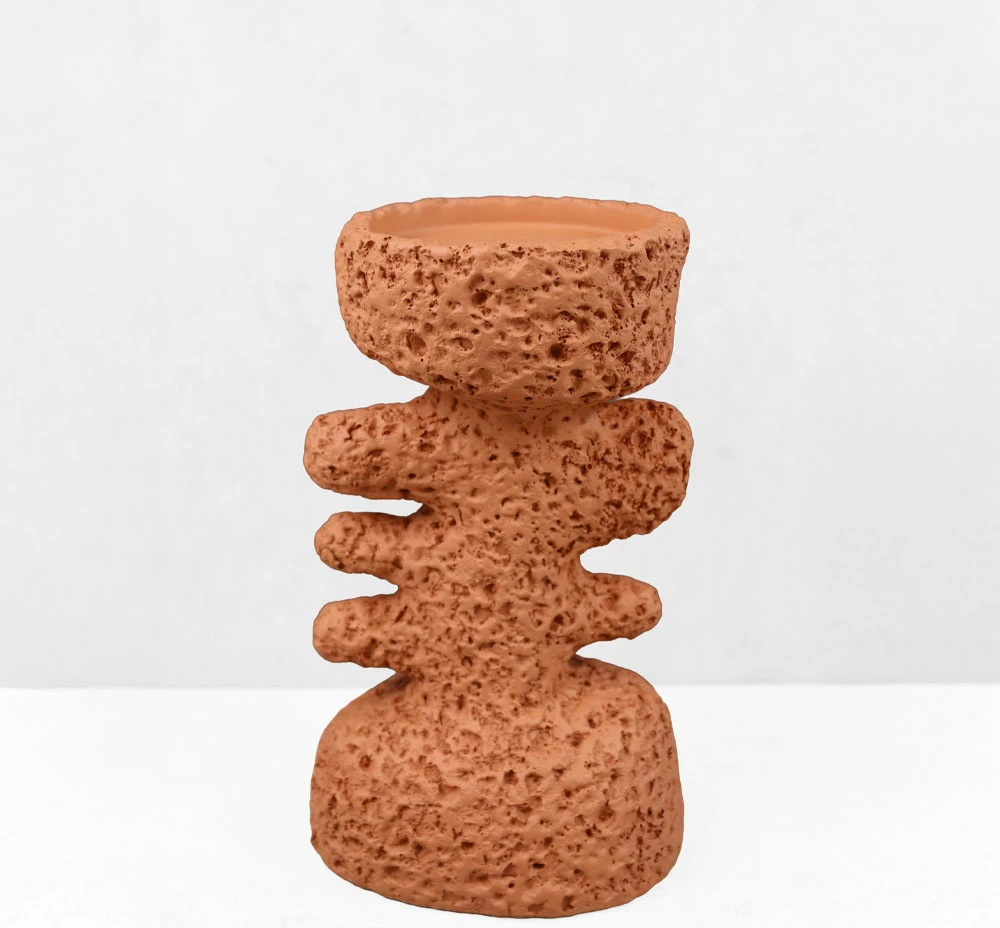 Mbajtës qiriri dekorativ KYCLADIC I, rrëshirë, portokalli, 12x10x20cm