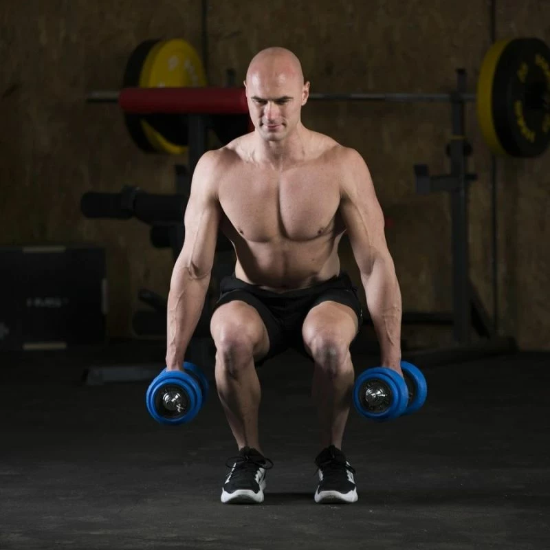 Set pesha 2-në-1 barbell dhe dumbbell HMS, unisex, argjend e kaltër
