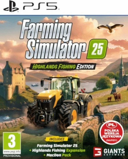 Lojë PS5, Cenega, Farming Simulator 25 Highlands Fishing Edition, Blu-ray, anglisht me nëntitrat polonisht, PEGI 3, Singleplayer/Multiplayer, edicion me zgjerim Highlands Fishing