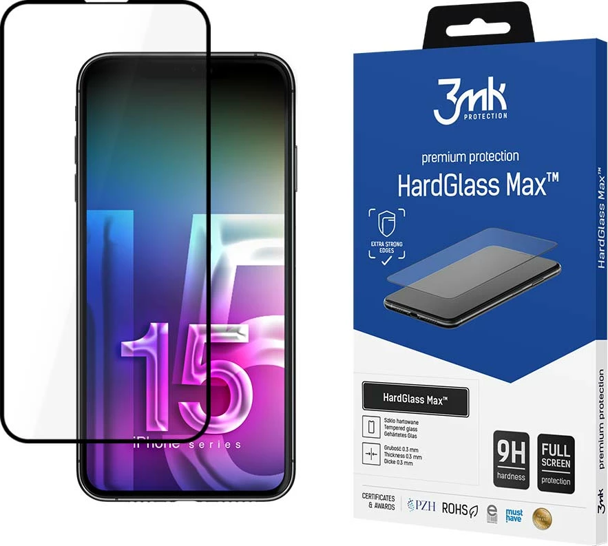 Mbështjellës xhami i fortë 3mk Protection HardGlass Max për iPhone 15 Pro Max