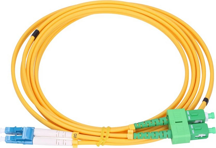 Kabllo patch fibër optike Extralink SC/APC në LC/PC, single-mode, duplex, 9/125µm, 1.5m, e verdhë