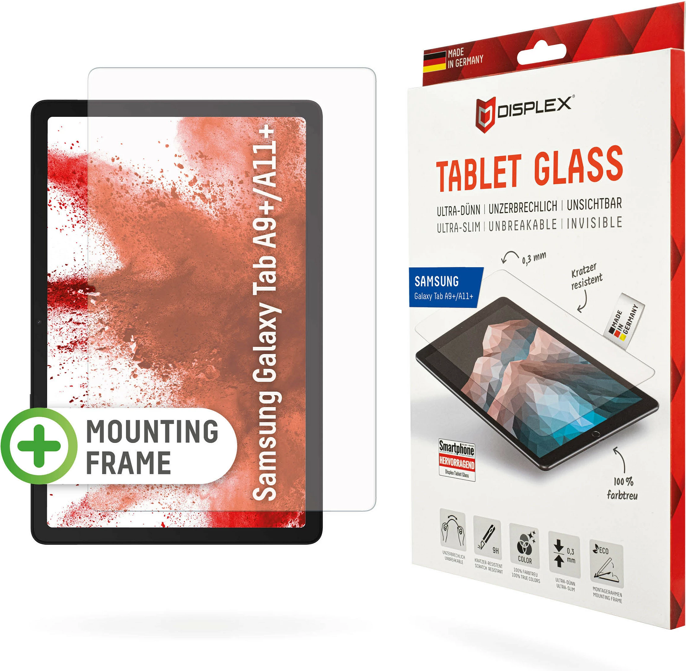 Xham mbrojtës për tablet Displex Tablet Glass 9H, për Samsung Galaxy Tab A11+/A9+, 0.3 mm, transparent