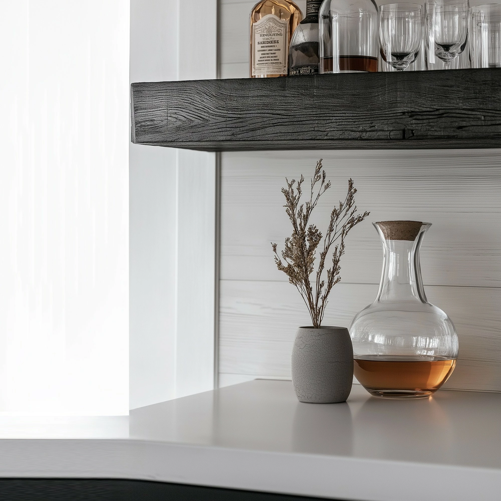 Raf dekorativ prej druri për mur, ngjyrë e zezë, Skye Decor, Raf278 (2 copë)