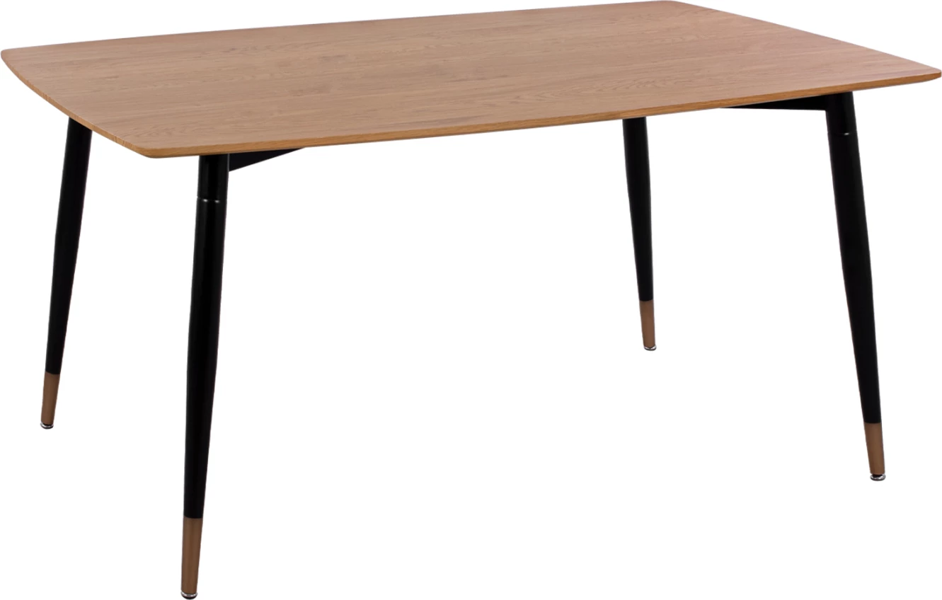 Tavolinë me sipërfaqe natyrale dhe këmbë metalike, ngjyrë e zezë matte, FH8554.01, 160x90x75 cm