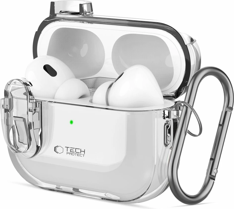 Mbështjellës Tech-Protect Slim Hook për AirPods 1/2, Transparent