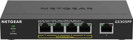 Switch NETGEAR GS305PP, 5x Gigabit, PoE, unmanaged, i zi
