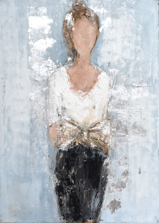 Pikturë dekorative Dame, kanavacë, gri, e bardhë, e zezë, e artë, 90x120x3cm