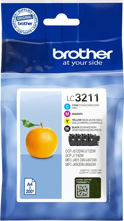 Kartrixhe boje Brother LC3211VAL, 4 copë CMYK, 200 faqe, Standard Yield
