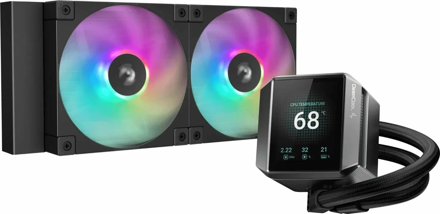 Ftohës uji AIO Deepcool Mystique 240 ARGB 240mm me ekran LCD 2.8\", 2x120mm PWM, i zi
