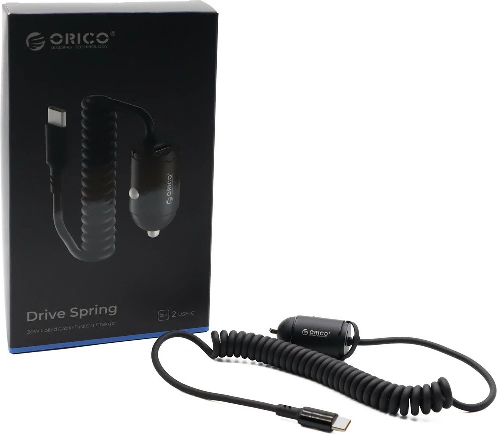 Karikues veture Orico, 2x USB-C, PD 30W, me kabllo spirale, zi
