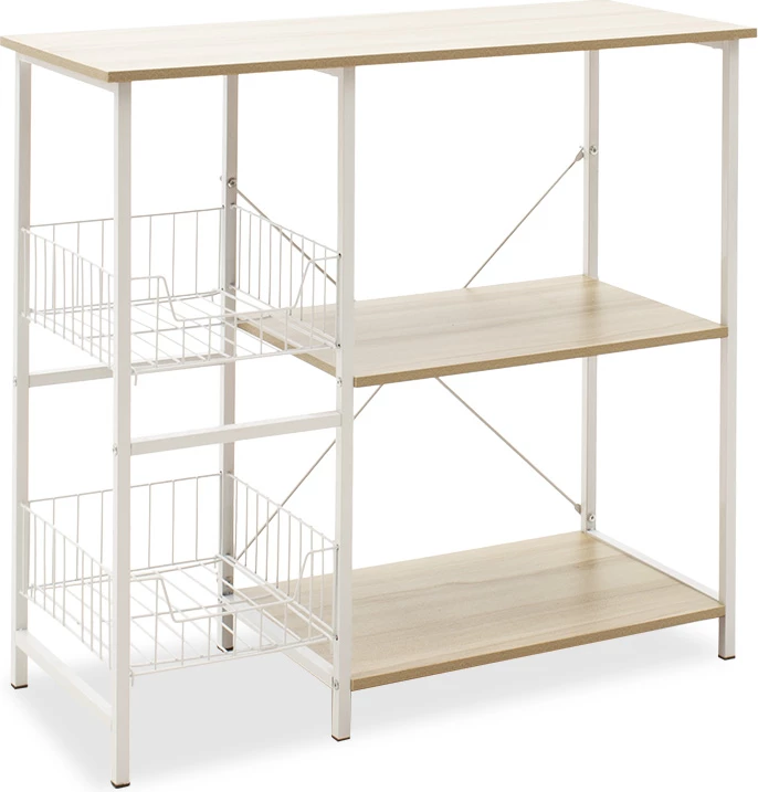 Raft dyshemeje Noon me MDF, ngjyrë bardhë-natyrale, 80x34x75cm