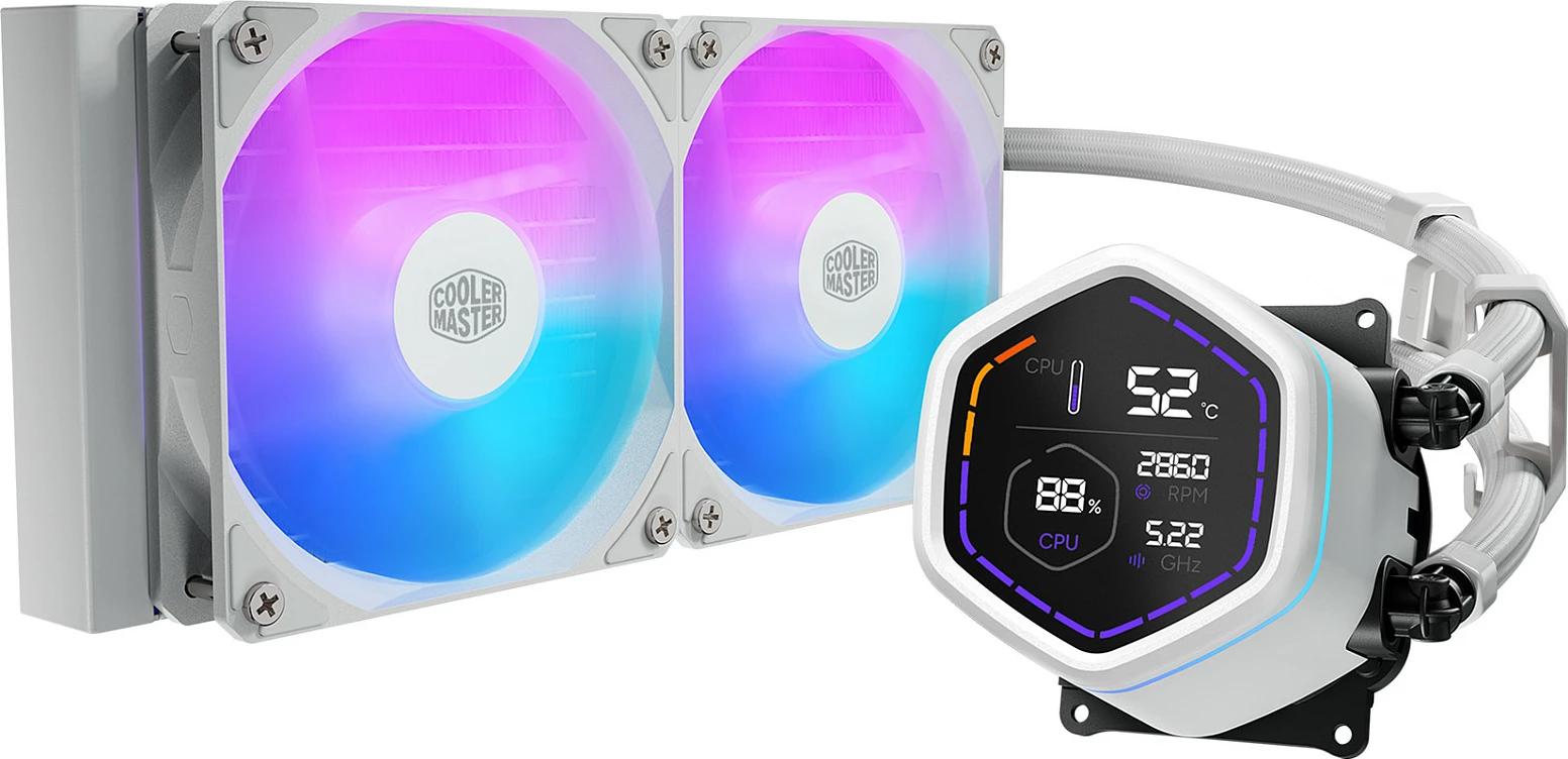 Ftohës uji AIO Cooler Master MasterLiquid Core Nex Digital RGB 240mm, me ekran LED, RGB, i zi