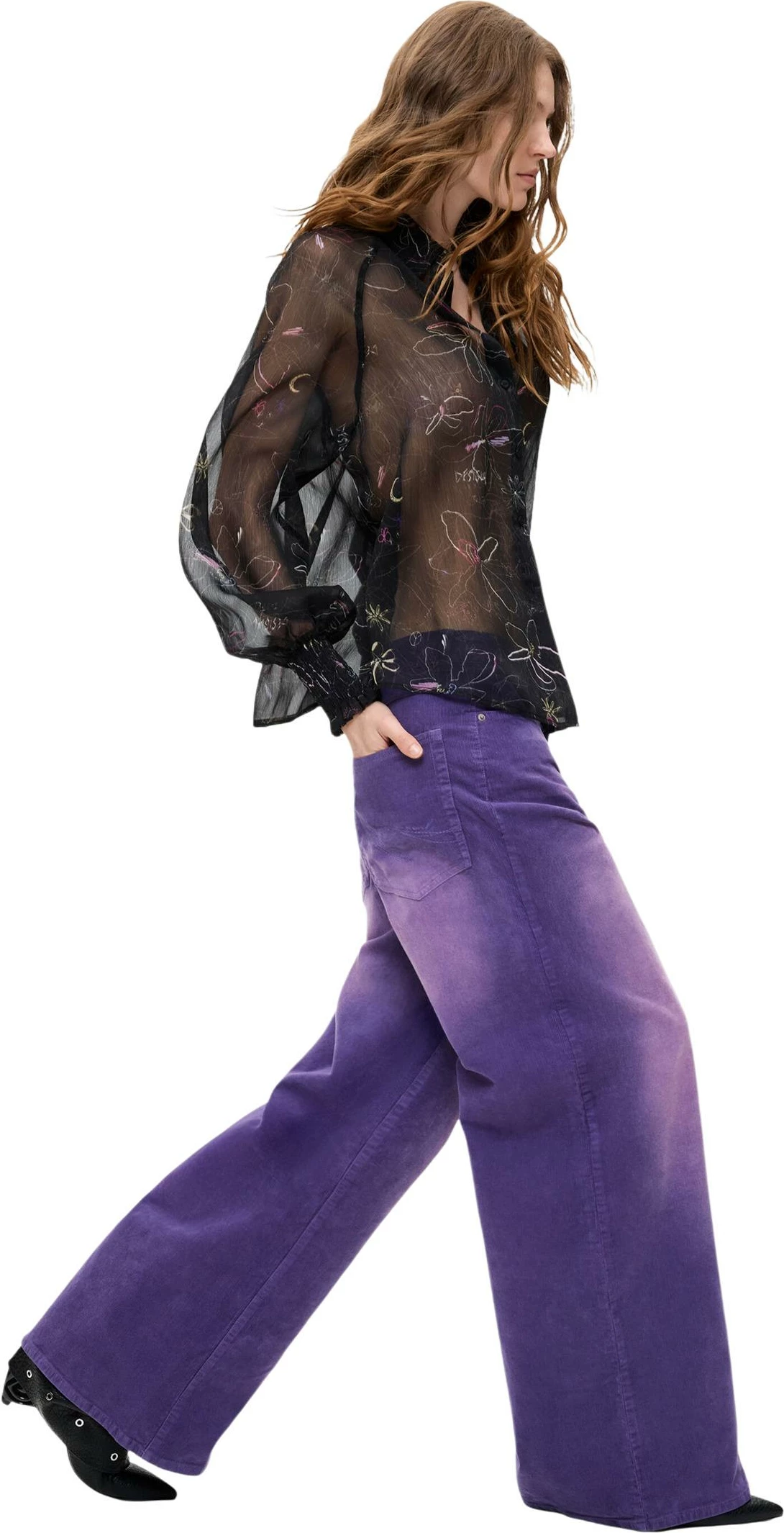 Pantallona për femra Desigual PANT_REF_PORLY 26WWPW19, vjollcë [Madhësia: XS]