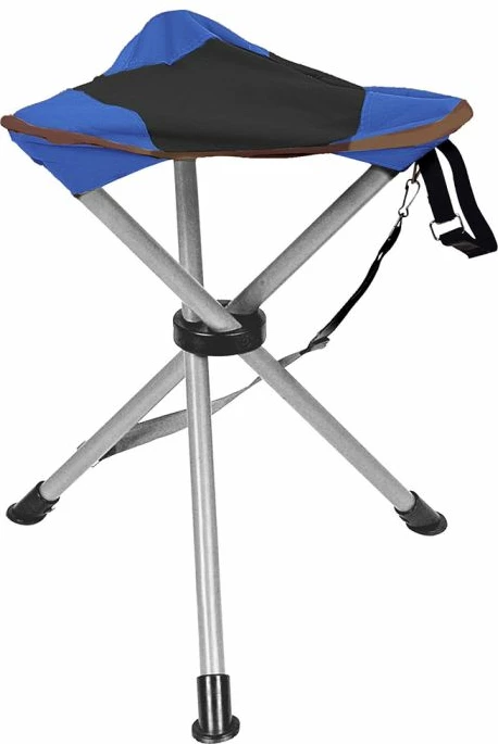 stol kampingu palosës BRUNNER Triol 0404089N.C30, tre-këmbësh, çelik, kapacitet 100 kg, blu/zi