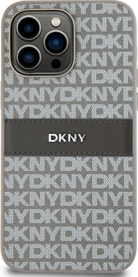 Mbështjellës DKNY Mono Stripe & Metal Logo për iPhone 14 Pro Max, Bezhe
