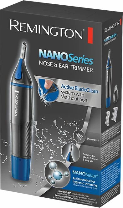 Trymer Remington Nano Series NE3850 me bateri, 3 nivele (2-4 mm), rezistent n’ujë, blu
