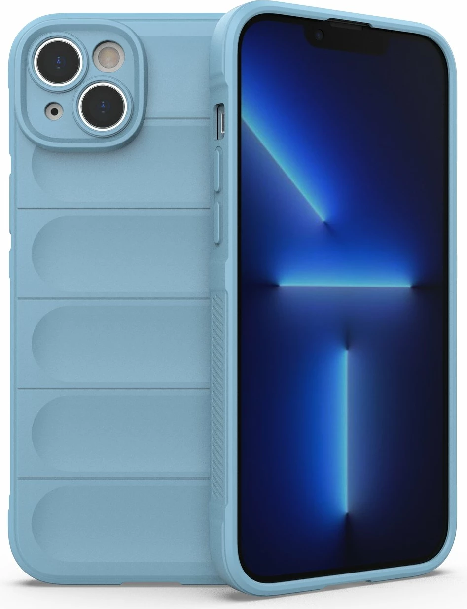 Mbështjellës Hurtel Magic Shield Case për iPhone 14 Plus, fleksibil, i blinduar, Blu e çelët