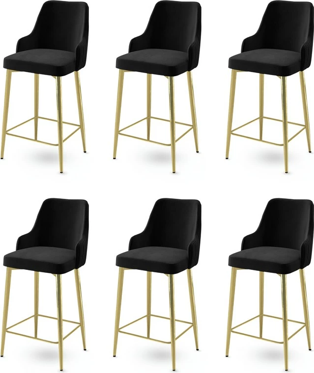 Set karrigesh për bar (6 copë), Hanah Home, Enox, e zezë, ari
