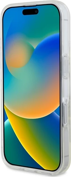 Mbështjellës Guess GUHMP16MHFGERET për iPhone 16 Plus 6.7", transparent, Glitter Circle MagSafe