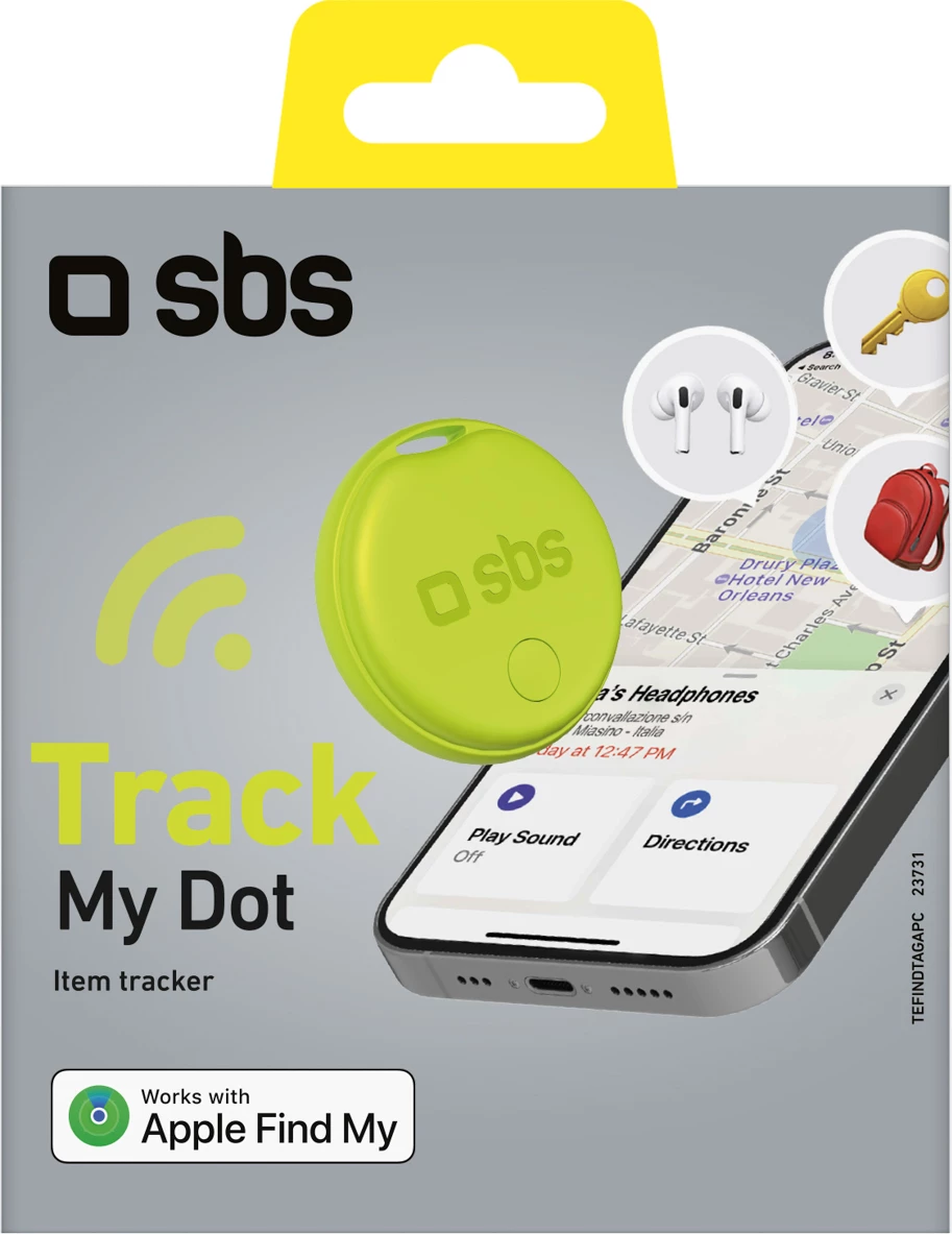 Lokalizues objektesh, SBS, Track My Circle, kompatibil me Apple Find My, alarm 90–100 dB, IP65, bateri CR2032, jeshile, 1 copë