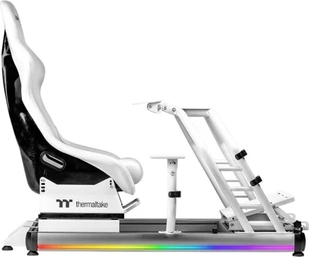 Karrige gaming Thermaltake GR500 Snow, simulator gare, me ndriçim RGB, e bardhë