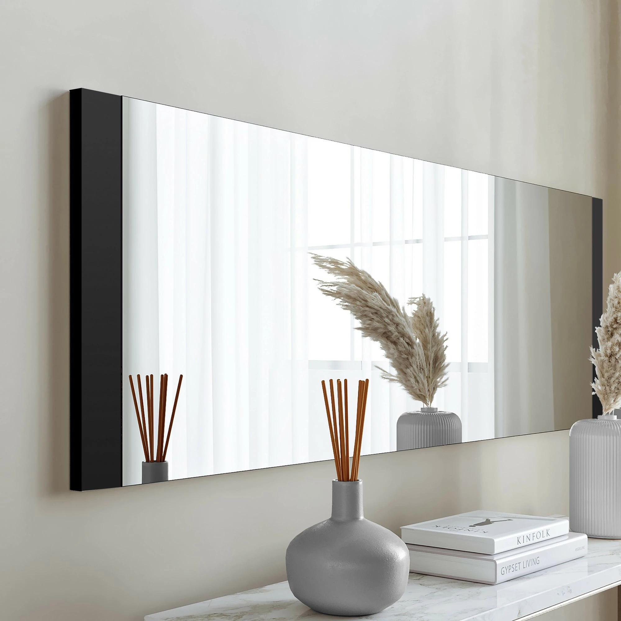 Pasqyrë Hanah Home, dekorative, ngjyrë e zezë, 40x120cm