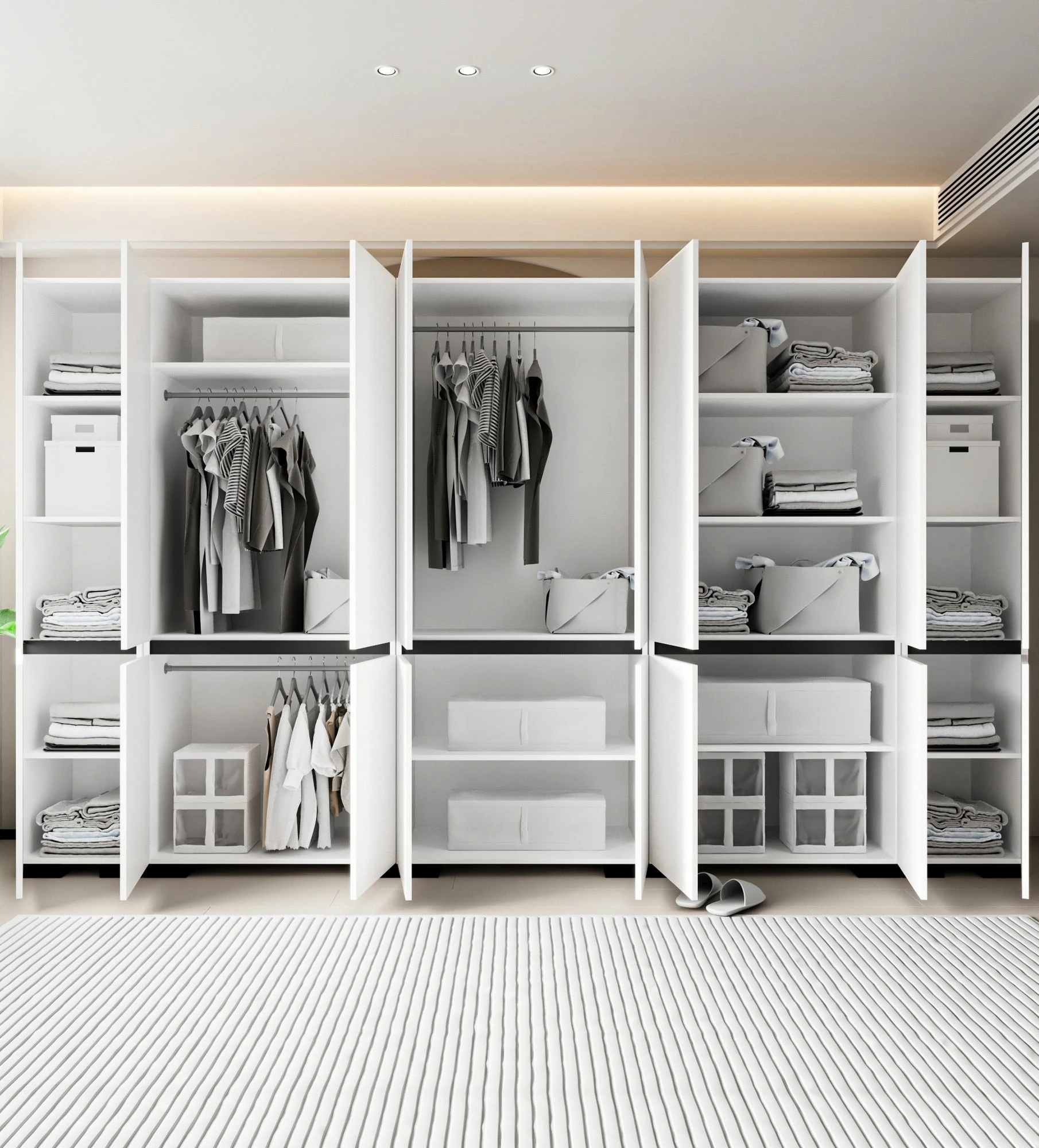 Dollap i madh për rroba, ngjyrë e bardhë dhe antracit, Skye Decor Floransa 360