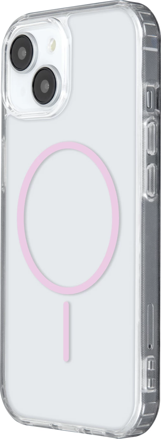 Mbështjellës ONASI Anti Shock Thin Mag për iPhone 16, MagSafe 1800 Gs, magnet rozë, transparent