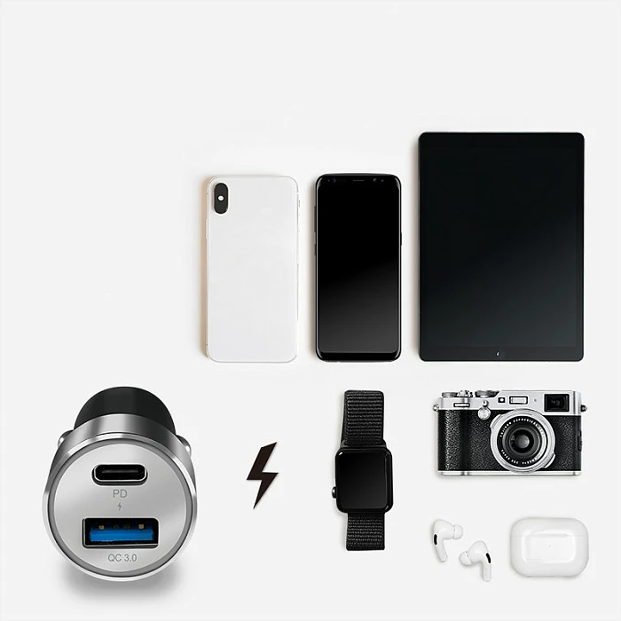 Karikues veture LogiLink 36W, 1x USB-C PD + 1x USB-A QC 3.0, gri