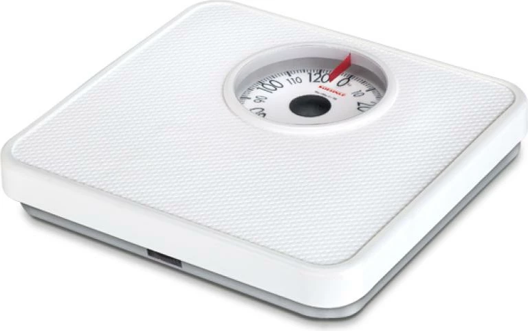Peshore personale analoge, Soehnle, Tempo 61098, kapacitet 130 kg, sipërfaqe kundër-rrëshqitjes, kasë çeliku, e bardhë
