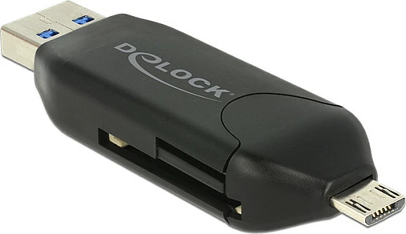 Lexues kartelash DeLOCK 91734, USB 3.2 Gen 1 + Micro-USB OTG, për SD/MicroSD/MS, i zi