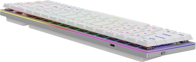 Tastierë mekanike Aqirys Agena, 65%, 68 taste, Gateron Red, RGB, wireless & me kabllo, e bardhë