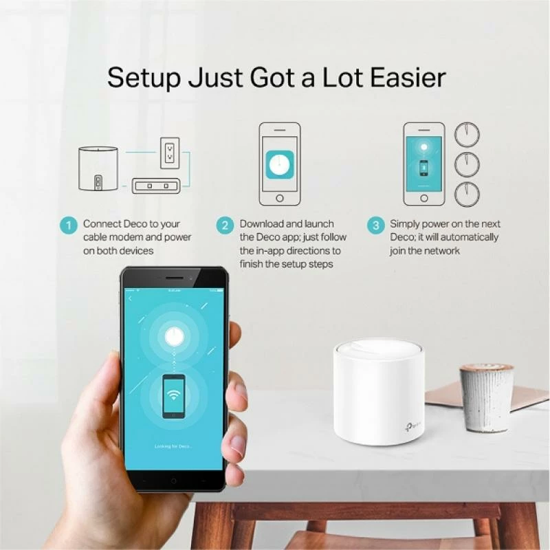Ruter mesh Wi‑Fi 6, TP-Link Deco X20 AX1800, 1-pack, e bardhë