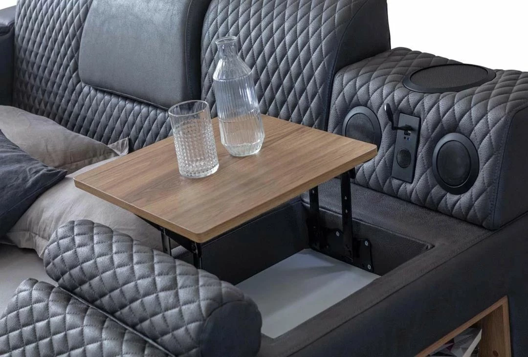 Krevat dopio me funksione smart, ngjyrë e zezë, Skye Decor Escape