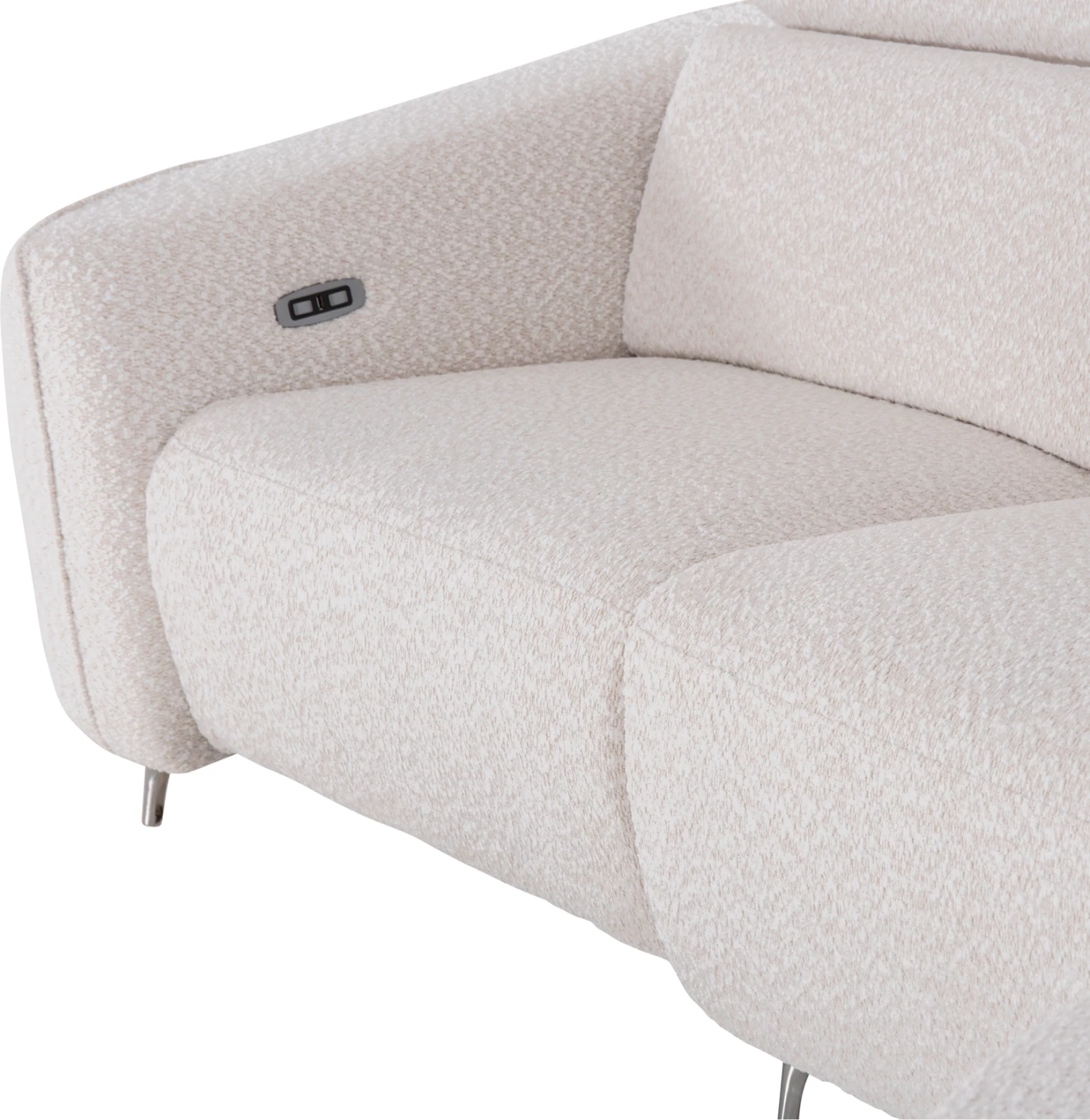 Kënd i djathtë divan 3-vendësh me recline, stof teddy bezhë, VALENTE CD3317.02R, 275x160x104cm
