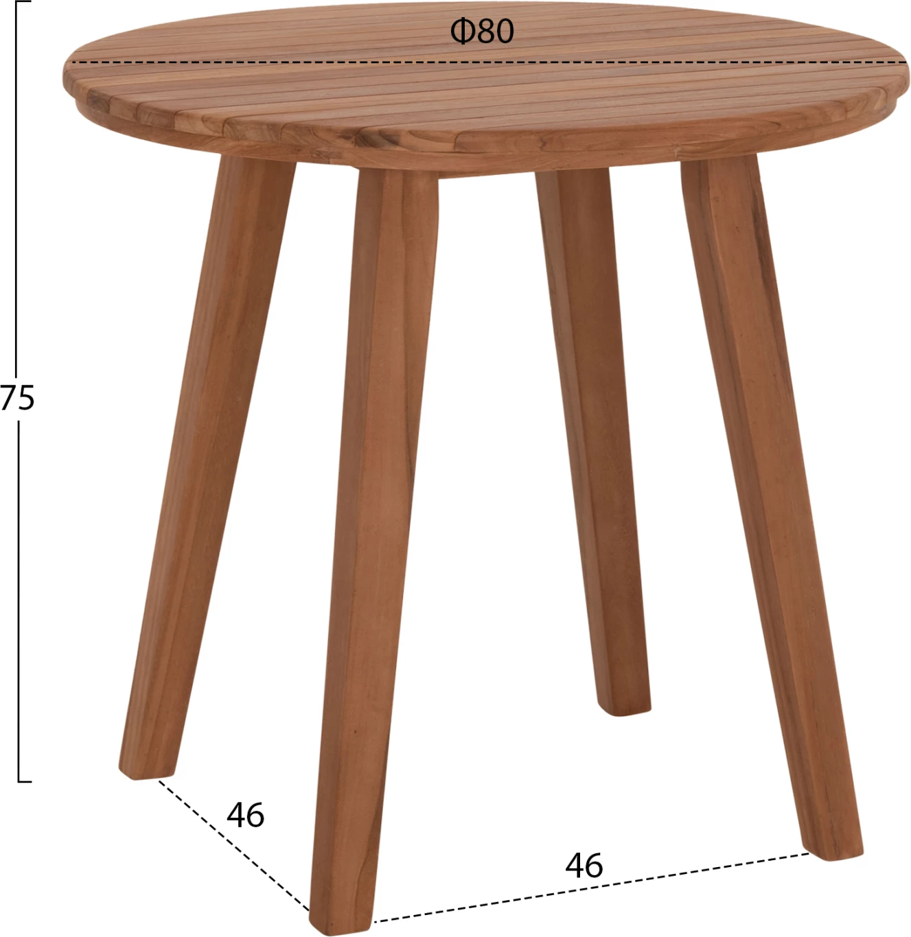 Tavolinë e rrumbullakët për ngrënie DANTE, dru tik, FH6379, 80x75cm