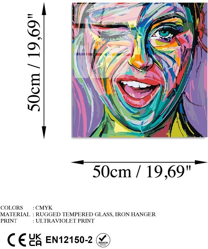 Pikturë dekorative prej xhami të temperuar, Wallity, UV-845, 50x50cm
