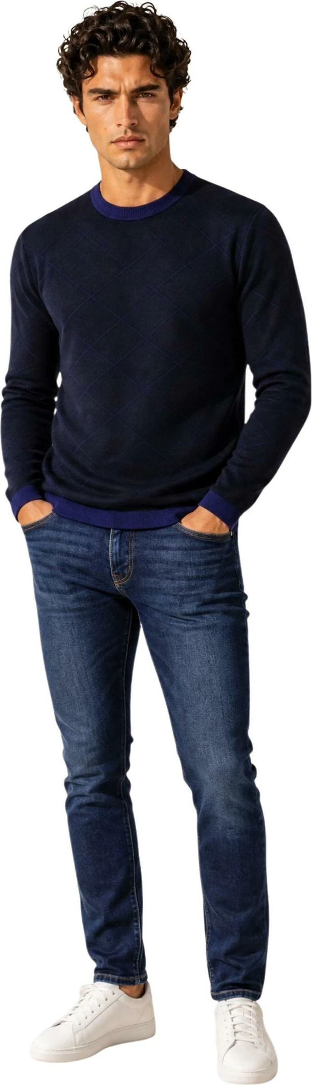 Xhemper për meshkuj Armani Exchange XM003012 AF26379, i kaltër i errët [Madhësia: XL]