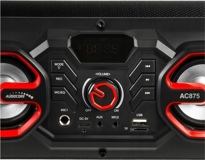 Altoparlant portativ Audiocore AC875 20W Bluetooth 5.0 me radio FM, RGB, bateri 2000mAh, USB/USB-C, i zi, set me telekomandë
