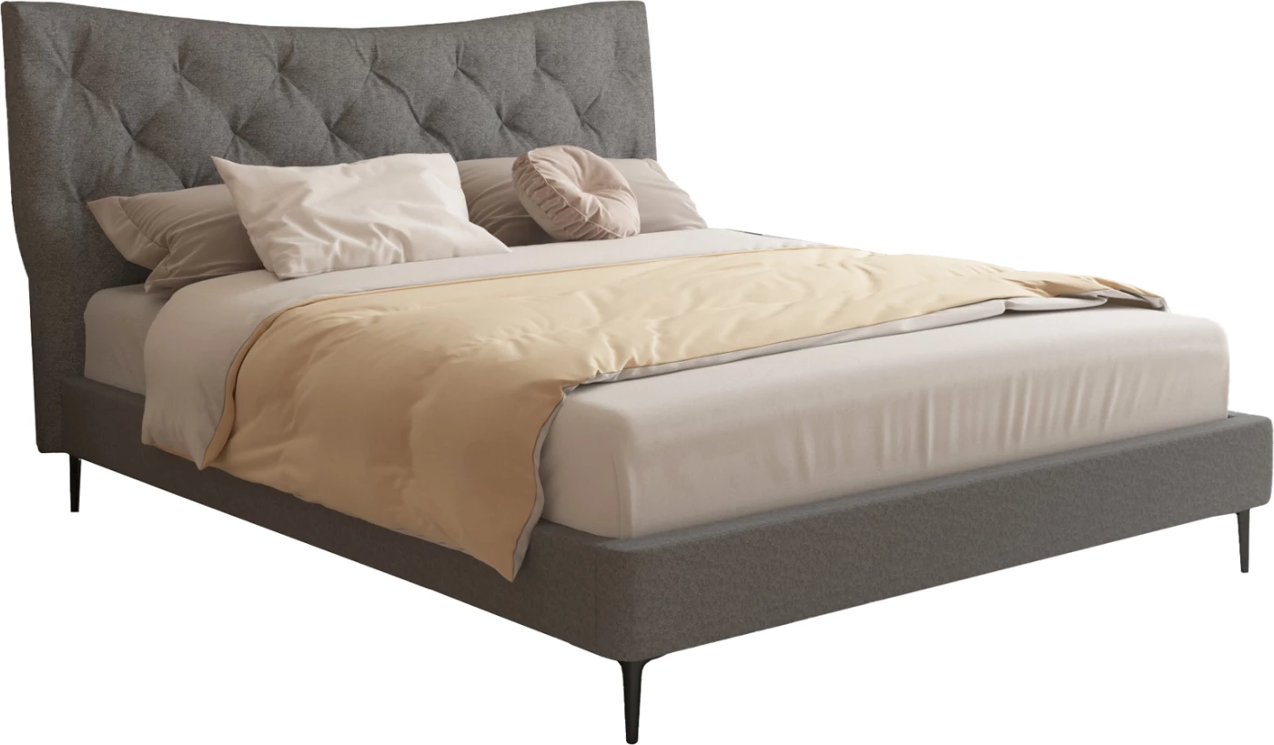 Krevat dopio JILL, material stof, ngjyrë gri, për dyshek 160x200cm