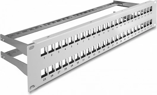 Patch panel Keystone 19" DeLOCK 48-port, 2U, metal, gri