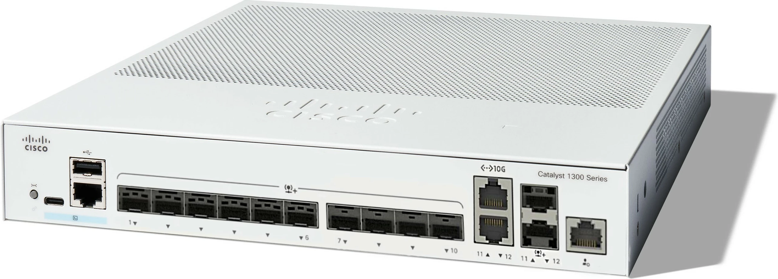 Switch Cisco Catalyst 1300, 12 porte SFP+, 2x 10G Ethernet, rackmount, i bardhë