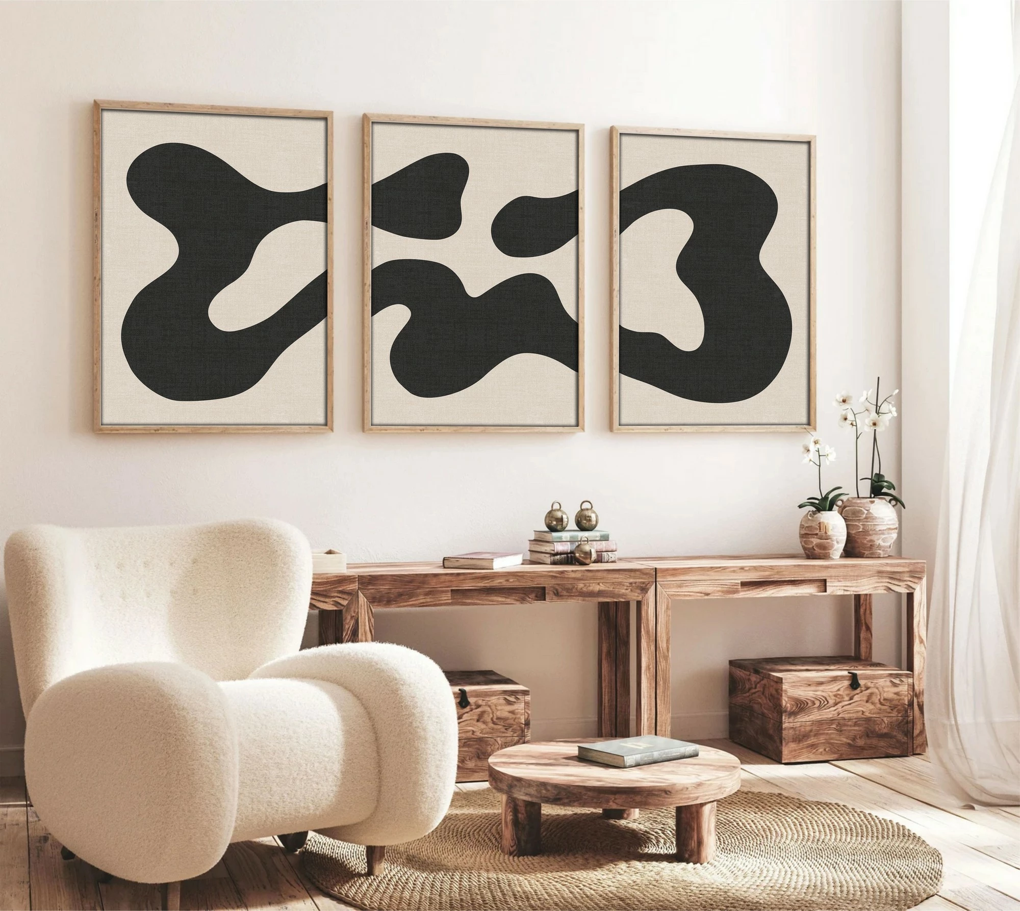 Pikturë dekorative me kornizë MDF (3 copë), Wallity, Huhu199, 20x30cm