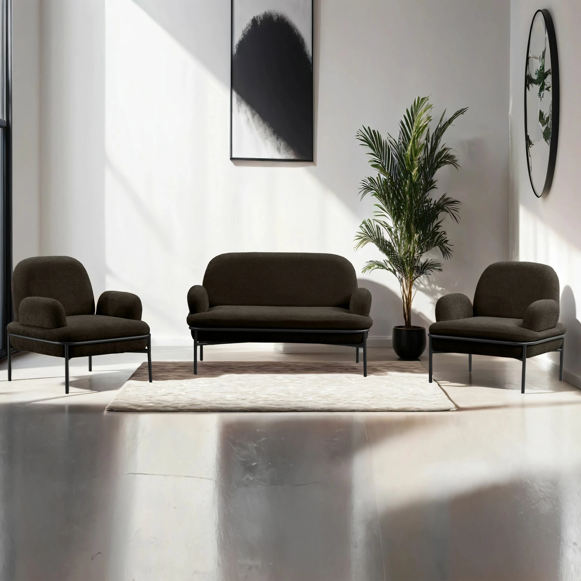 Set divanësh Atelier del Sofa, Aster, ngjyrë antracit